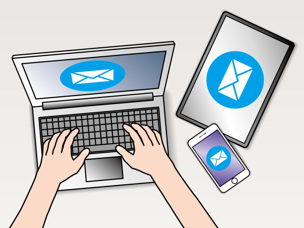 伴走型労務支援として経営者が随時相談できるメール対応の支援を表すイメージ