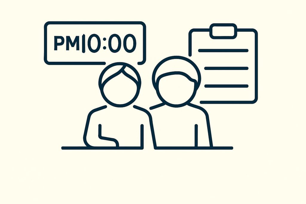 外国籍や高校生の雇用に関する確認を示す人物とチェックリストのアイコン